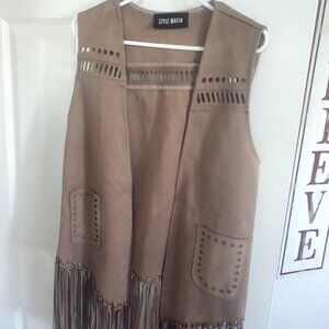 Style Mafia Brown Suede Fringe Vest